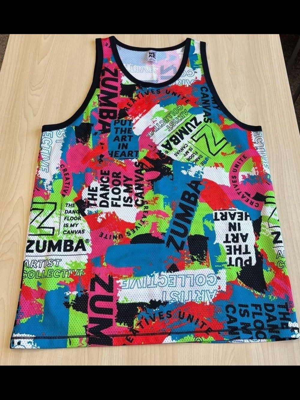 Zumba Fitness Men’s Neon Multi-Color Swim Rash Guard Tank